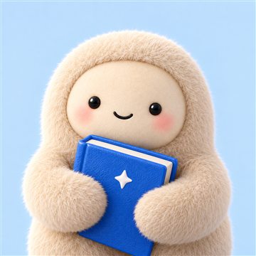 MUSECORE mascot holding a blue book